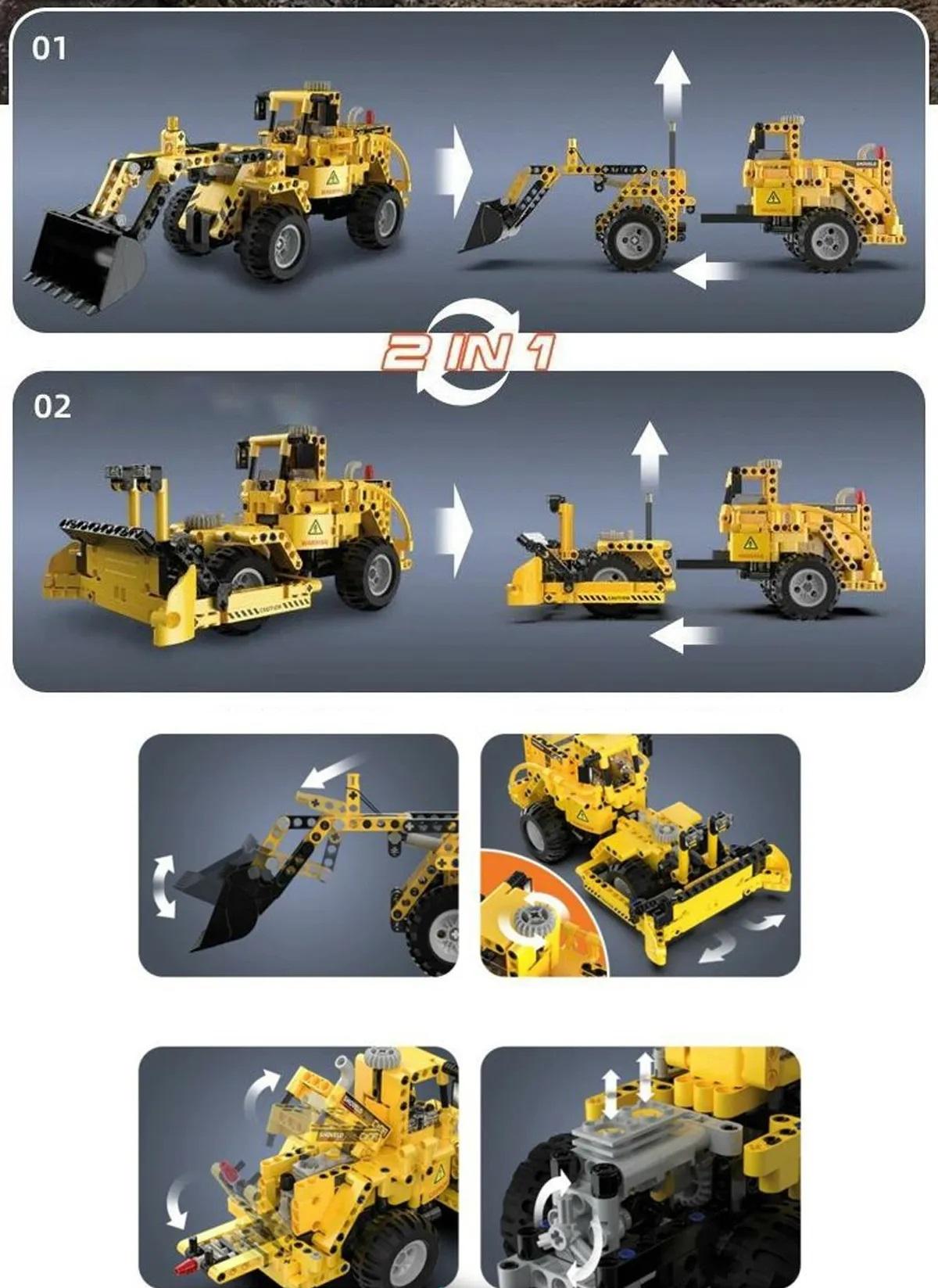 Vagonlife CaDA Tekerlekli Yükleyici ve Buldozer 2’si 1 Arada Seti C65004W