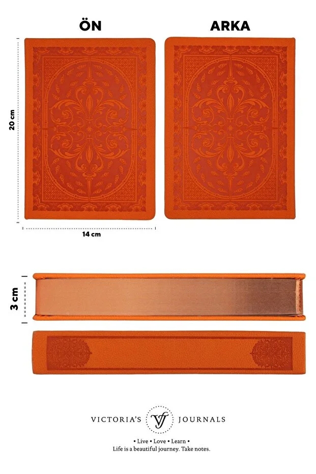 Victoria’s Journals Vintage Old Book Journal Defter 14x20 cm 80 gr 160 Yaprak Çizgili Turuncu