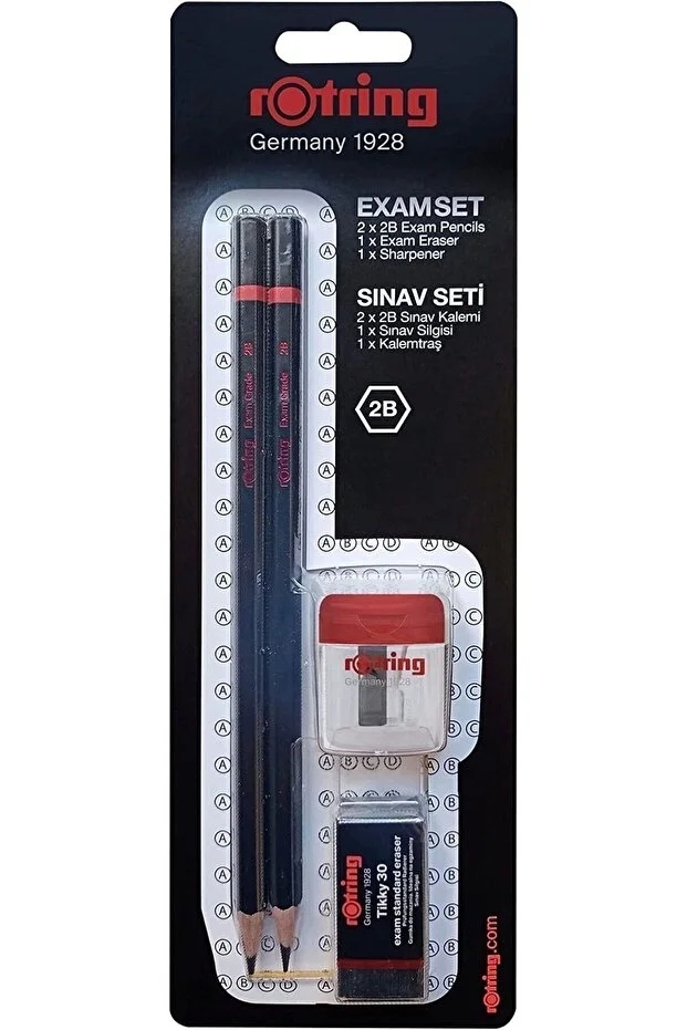 Rotring Sınav Seti 2’li 2B Sınav Kalemi + Silgi + Kalemtraş