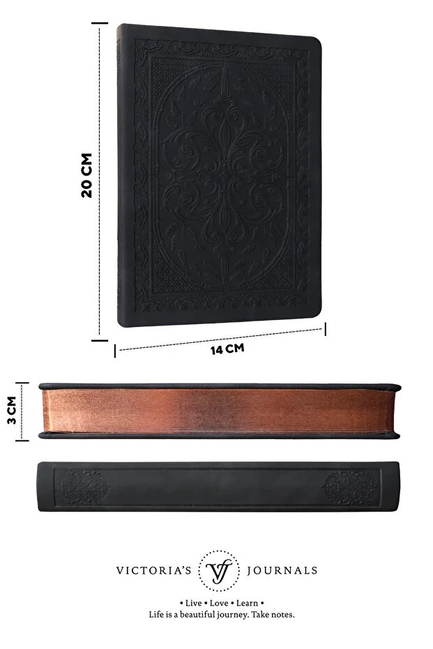 Victoria’s Journals Vintage Old Book Journal Defter 14x20 cm 80 gr 160 Yaprak Çizgili Siyah 124-1695