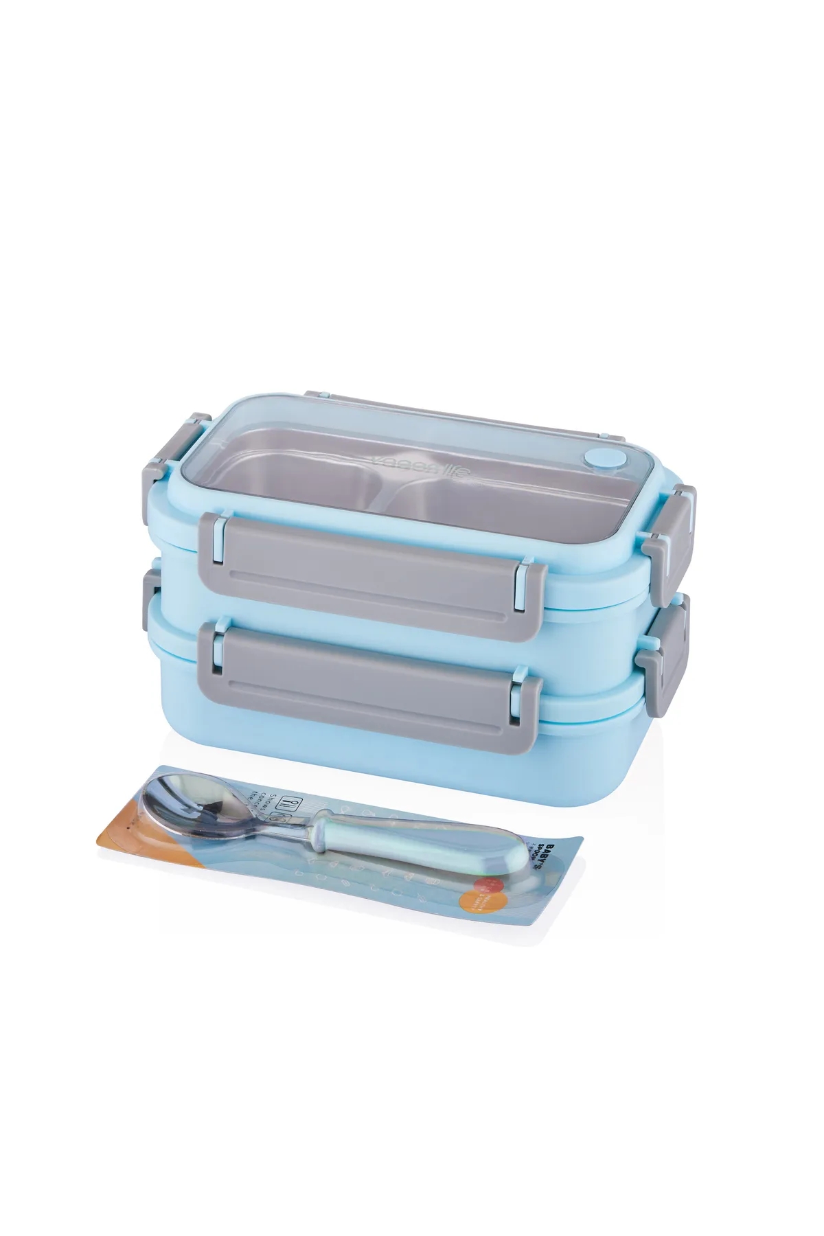 Vagonlife Çelik Yemek Kabı İki Bölmeli İki Katlı Luch Box 1200 ml BL2215 Mavi