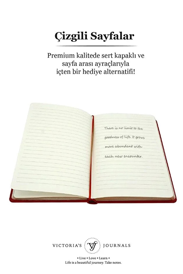 Victoria’s Journals Vintage Old Book Journal Defter 14x20 cm 80 gr 160 Yaprak Çizgili Kırmızı 3478