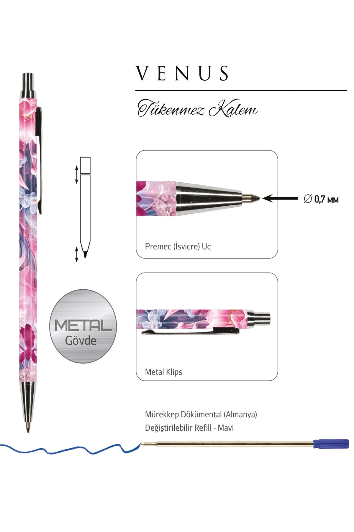 Victoria's Journals VENUS 0.7 mm Mavi Tükenmez Kalem 320-2187 - KİTOY
