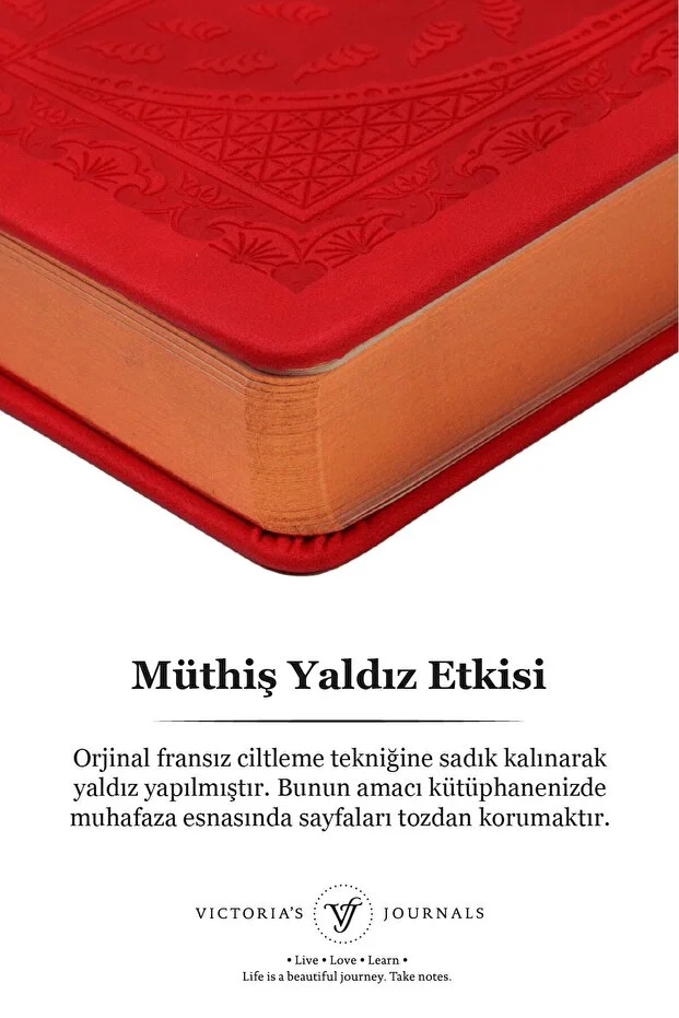 Victoria’s Journals Vintage Old Book Journal Defter 14x20 cm 80 gr 160 Yaprak Çizgili Kırmızı 3478
