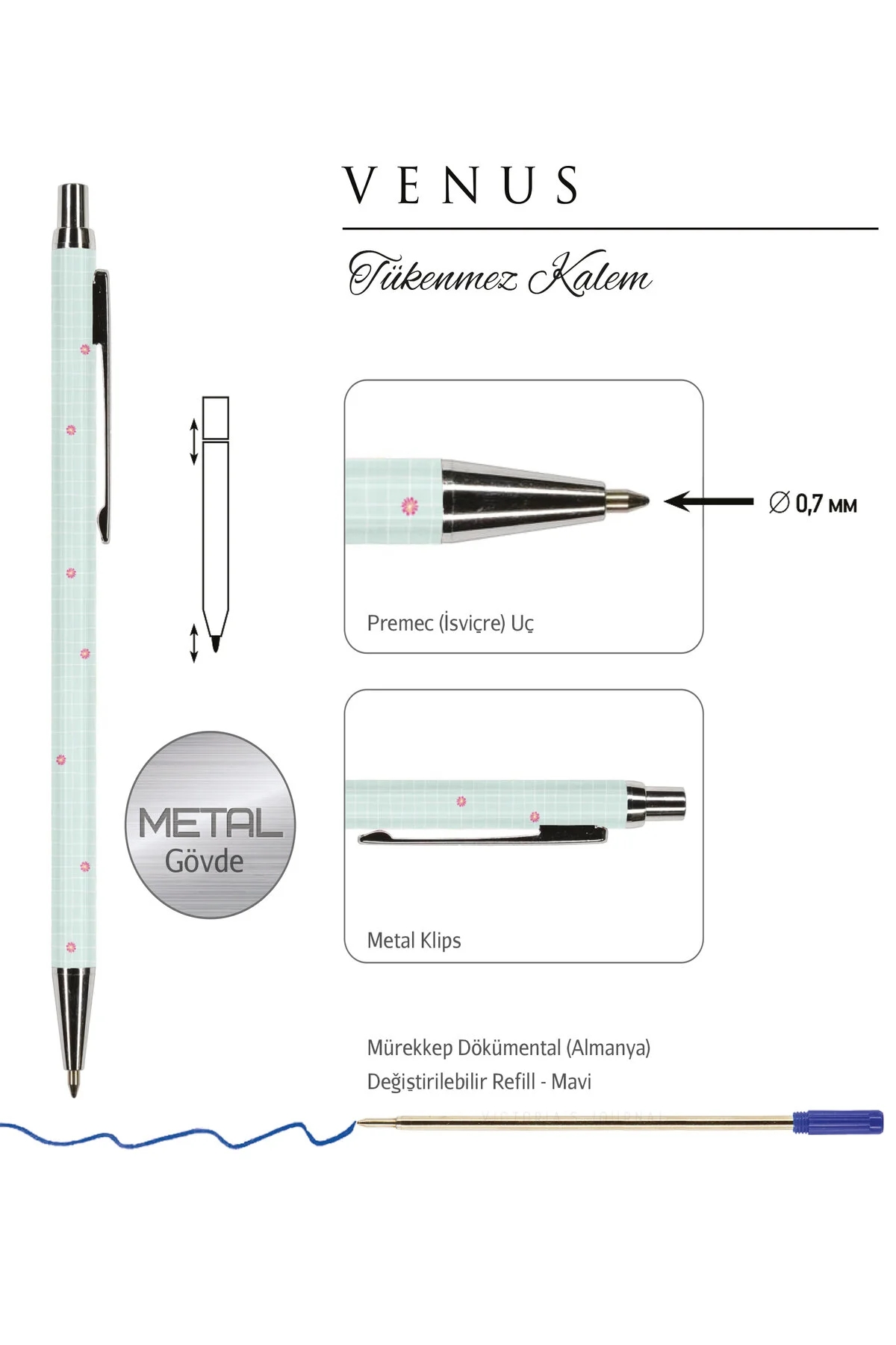 Victoria’s Journals VENUS 0.7 mm Mavi Tükenmez Kalem 320-2202