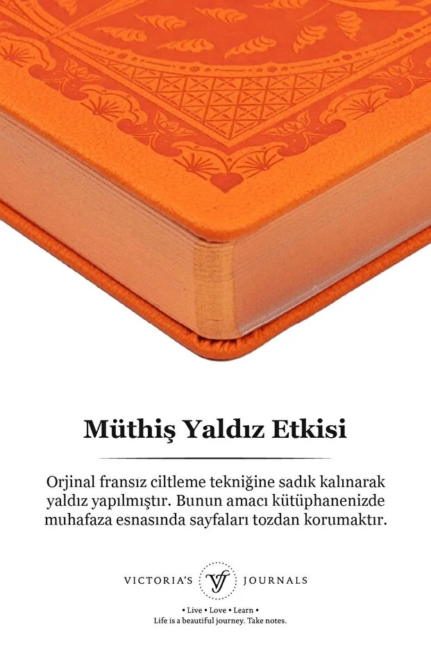 Victoria’s Journals Vintage Old Book Journal Defter 14x20 cm 80 gr 160 Yaprak Çizgili Turuncu