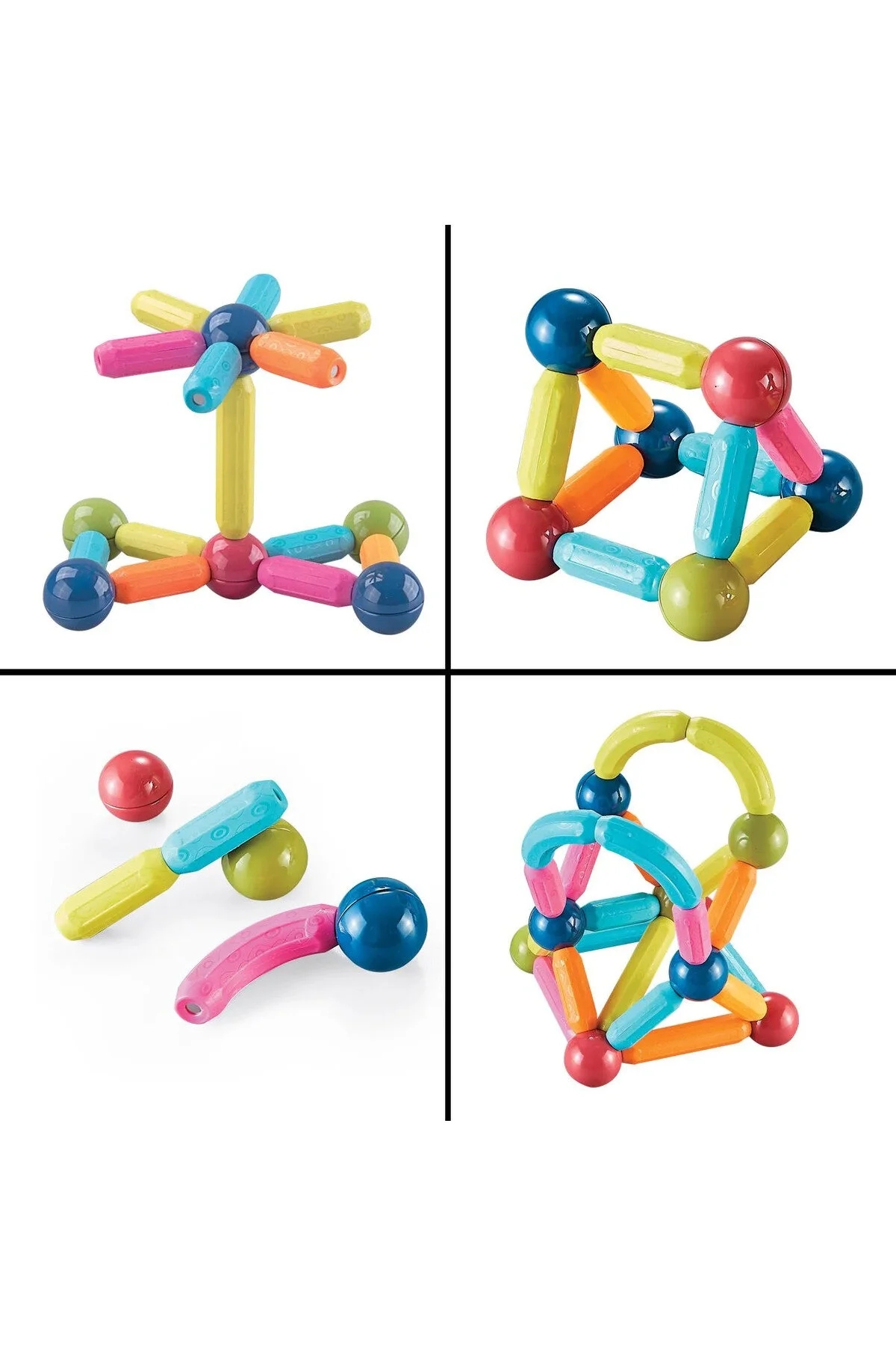 Magnetic Bars Sticks Silindir Yapı Blokları Manyetik Çubuklar 36 Parça