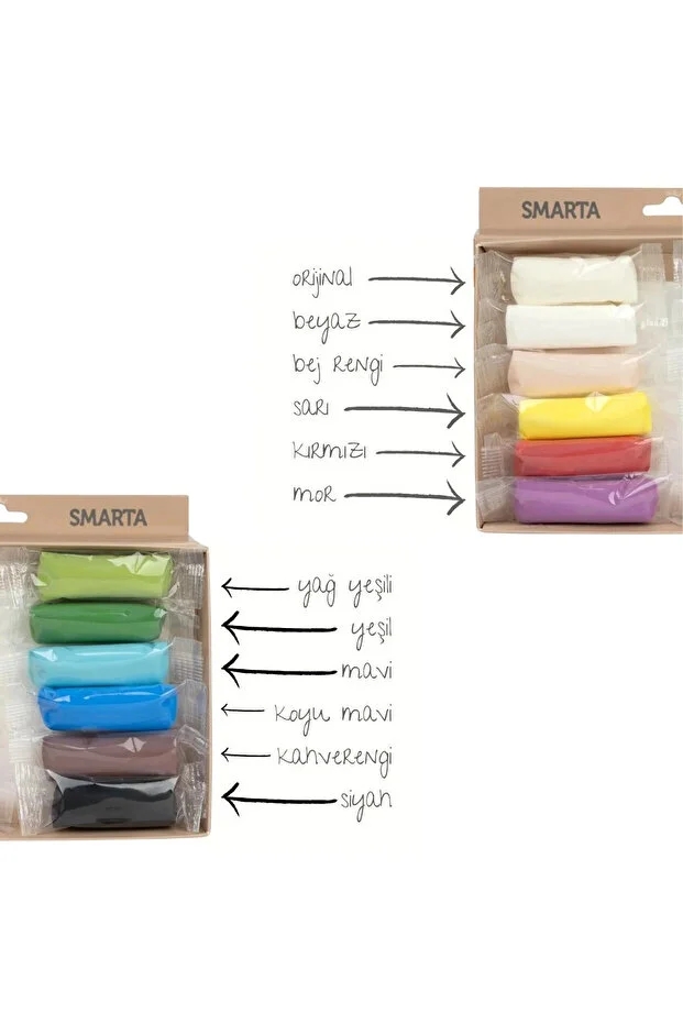 Smarta Hava İle Kuruyan Modelleme Hamuru Seti 12 Renk x 25 gr