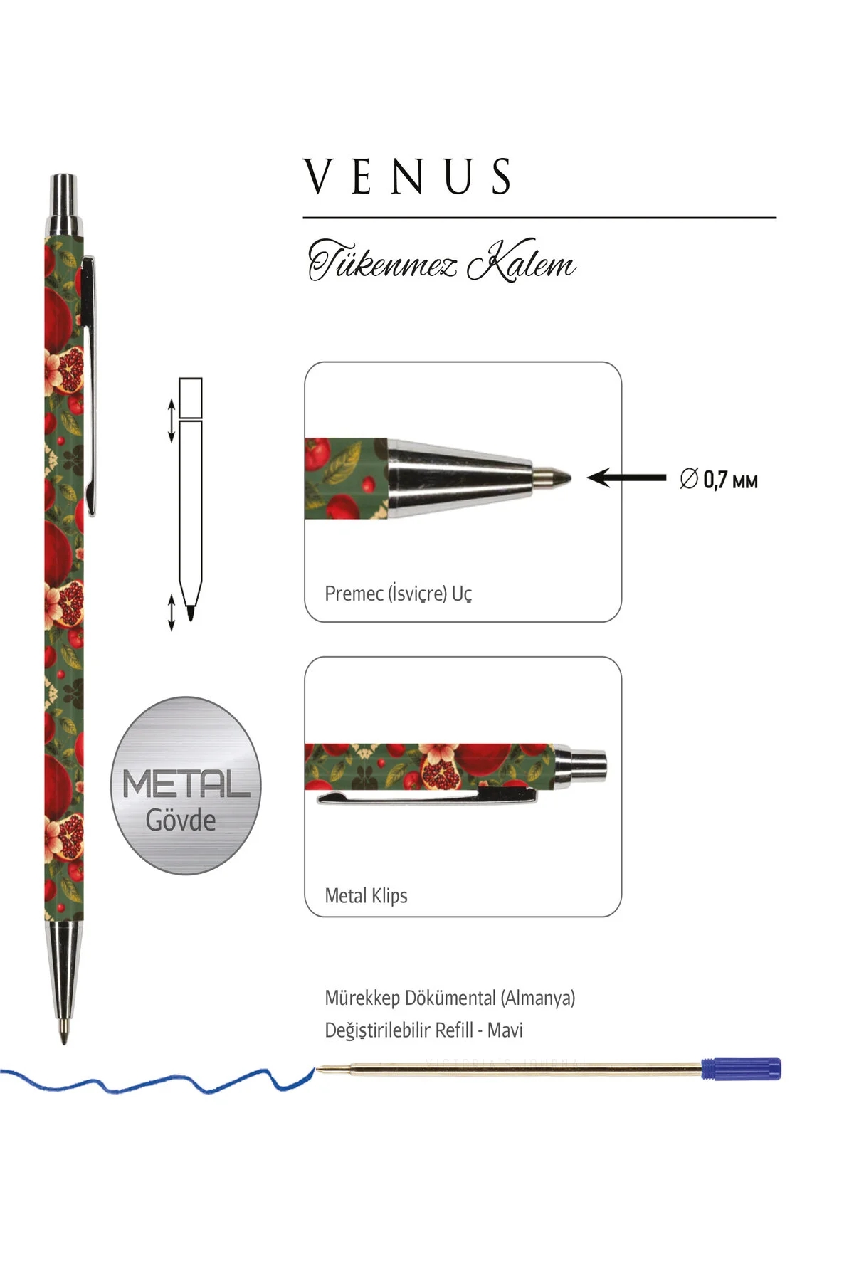 Victoria’s Journals VENUS 0.7 mm Mavi Tükenmez Kalem 320-2197