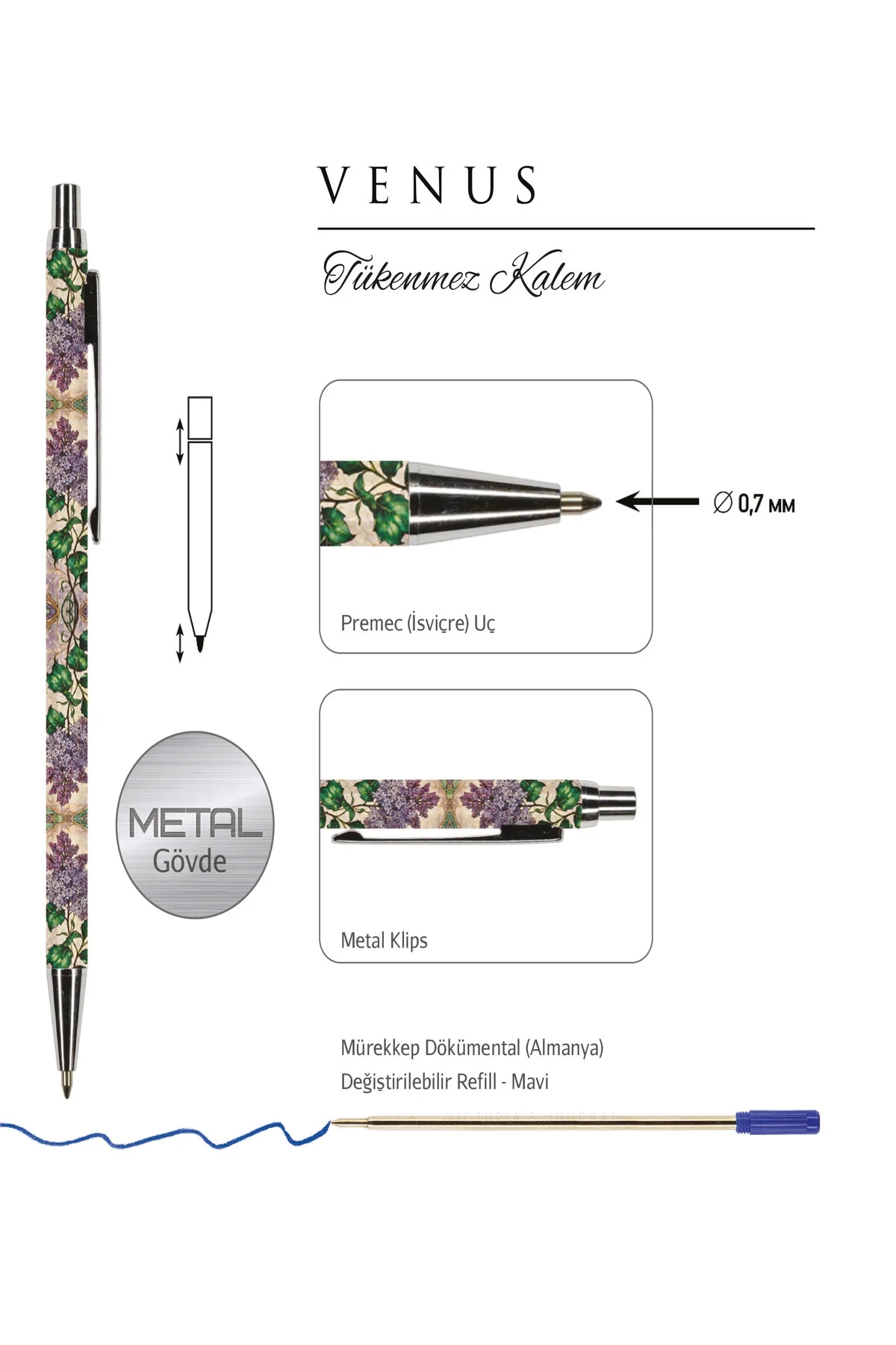 Victoria’s Journals VENUS 0.7 mm Mavi Tükenmez Kalem 320-2193