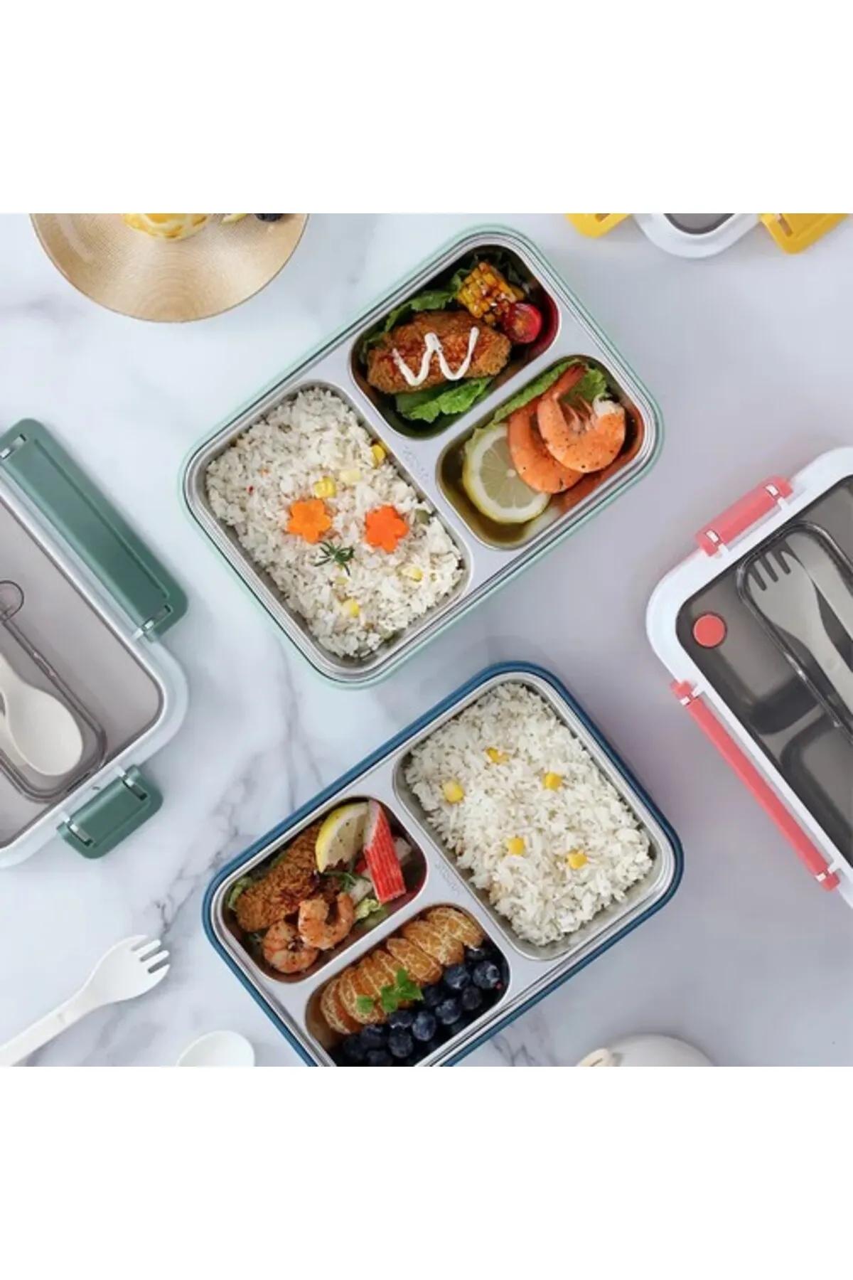  Vagonlife Yemek Kabı Üç Bölmeli Lunch Box 1000 ml VGN528 Pembe