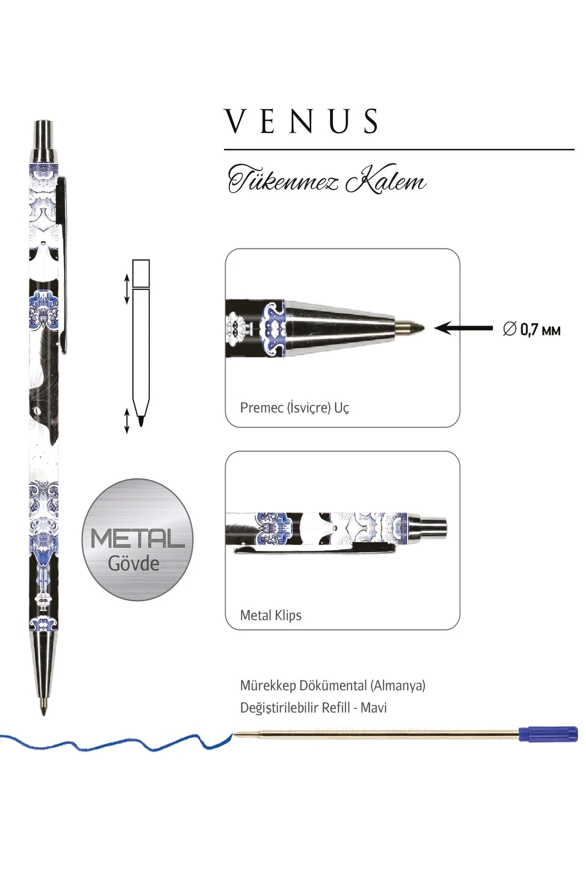 Victoria’s Journals VENUS 0.7 mm Mavi Tükenmez Kalem 320-2188