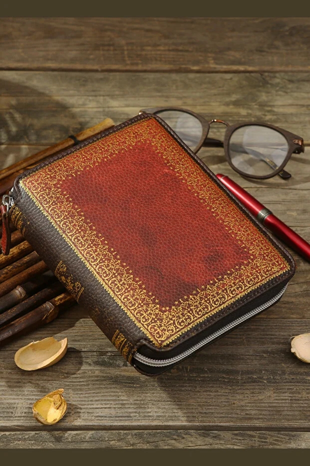 Victoria’s Journals Zipper Folder Organizer Defter A6 Çizgili Kahverengi Çizgili 23-2165