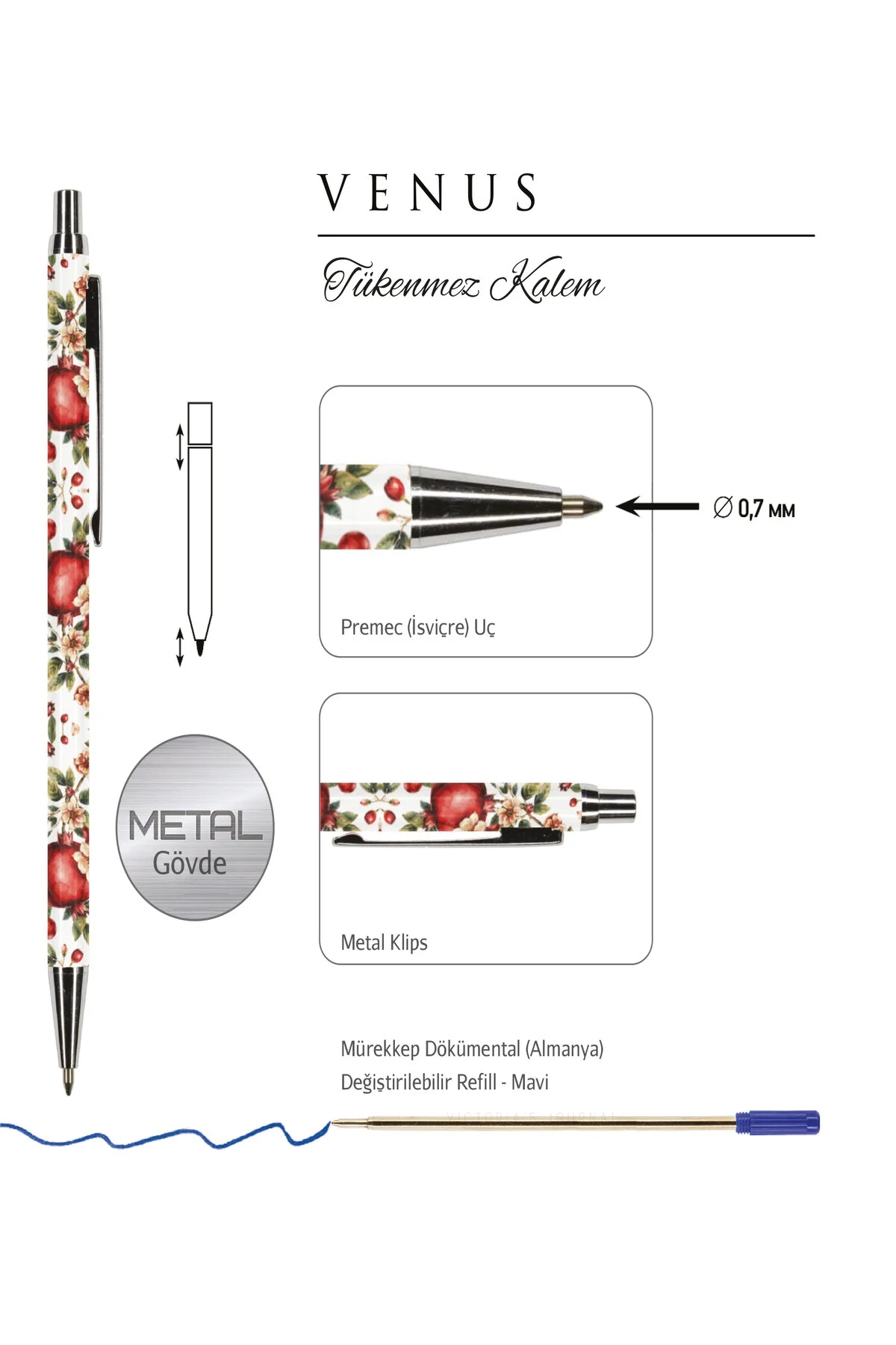 Victoria’s Journals VENUS 0.7 mm Mavi Tükenmez Kalem 320-2198