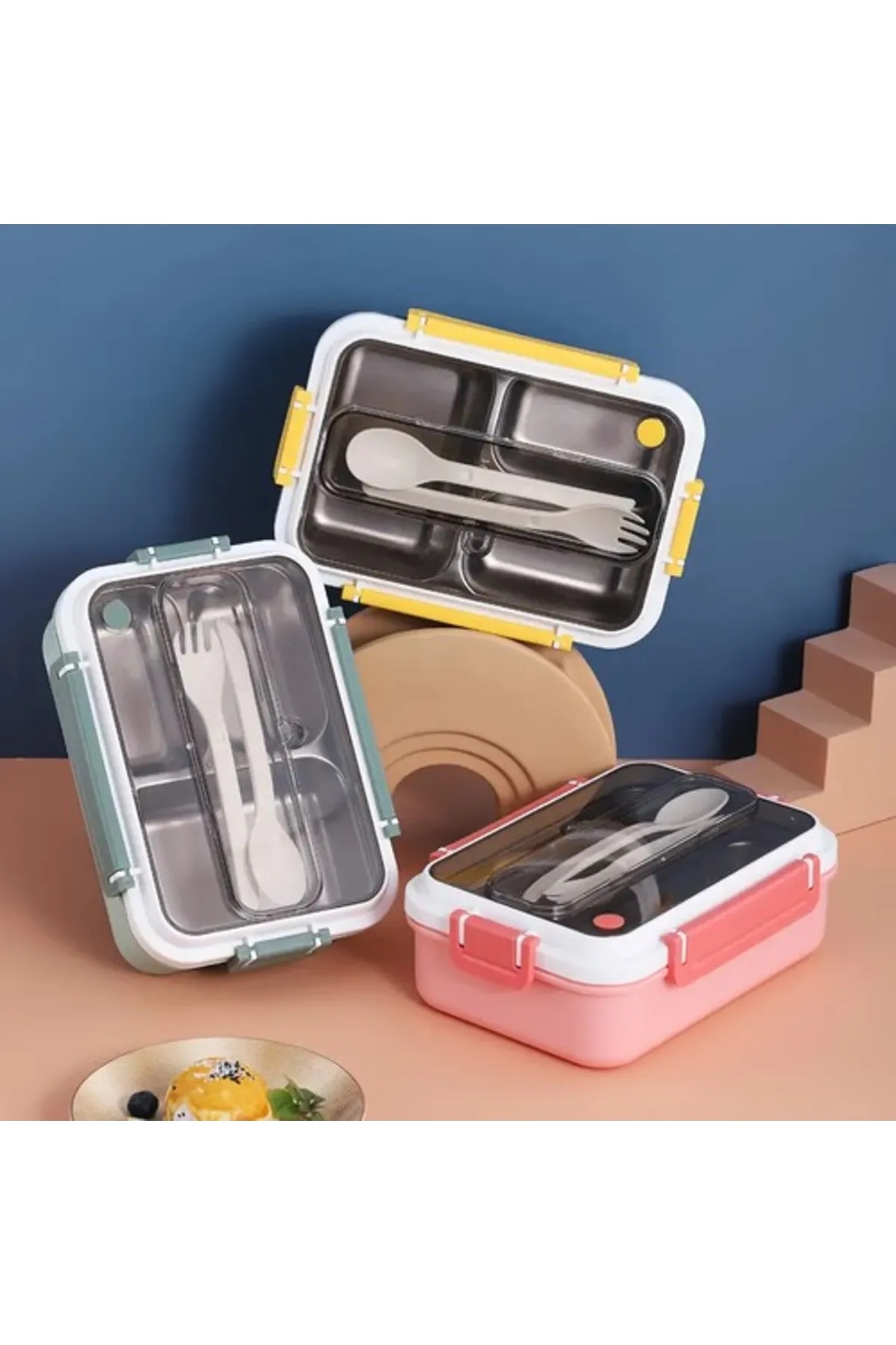  Vagonlife Yemek Kabı Üç Bölmeli Lunch Box 1000 ml VGN528 Pembe