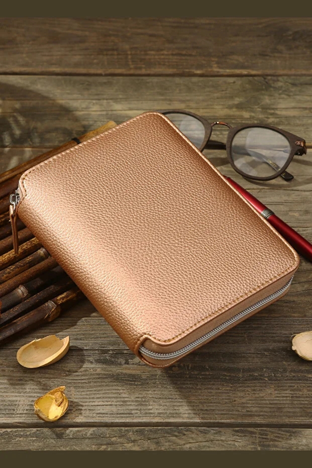 Victoria’s Journals Zipper Folder Organizer Defter A6 Çizgili Cüzdanlı Defter Bakır 123-0297