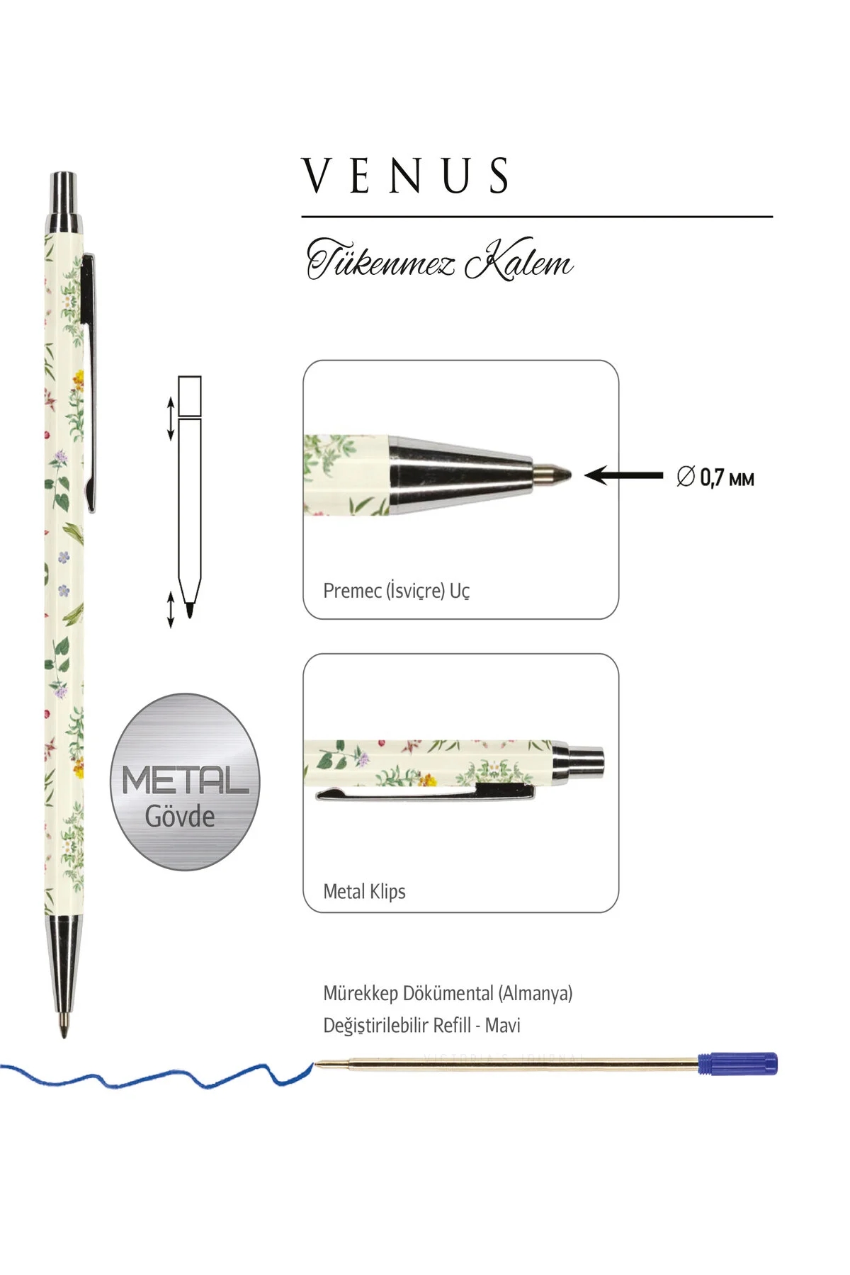 Victoria’s Journals VENUS 0.7 mm Mavi Tükenmez Kalem 320-2200