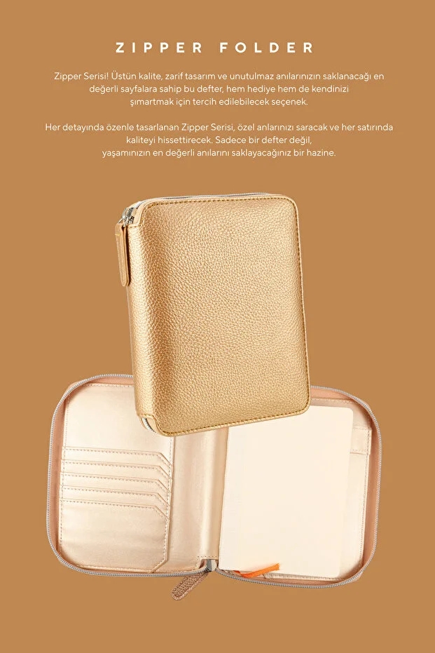 Victoria’s Journals Zipper Folder Organizer Defter A6 Çizgili Cüzdanlı Defter Turuncu 123-0295