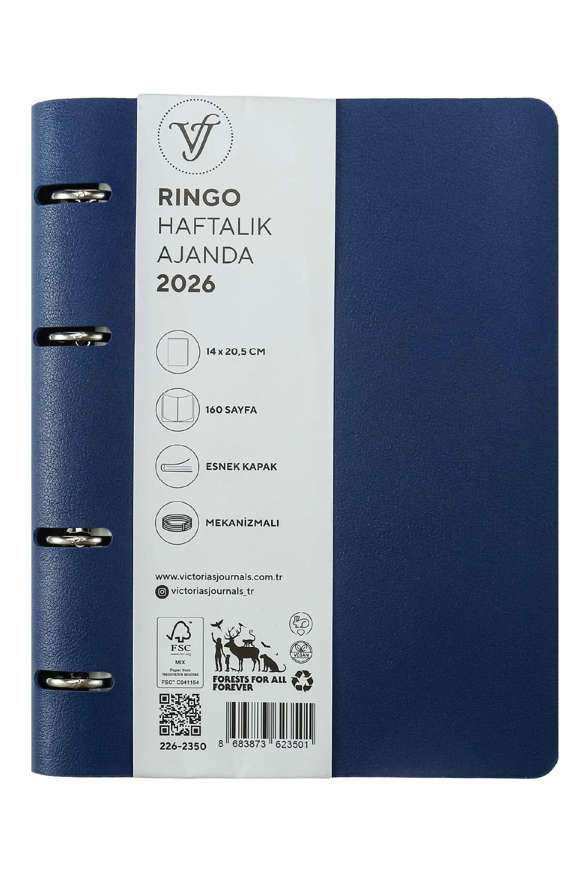 Victoria’s Journals RinGo Esnek Kapak A5 2026 Haftalık Ajanda Lacivert 226-2350