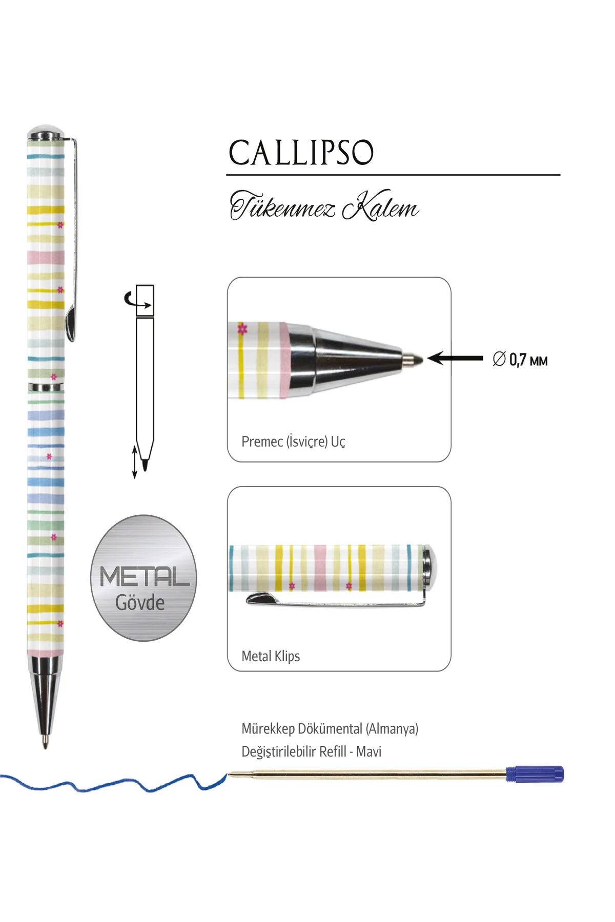 Victoria’s Journals CALLIPSO 0.7 mm Mavi Tükenmez Kalem 310-2184