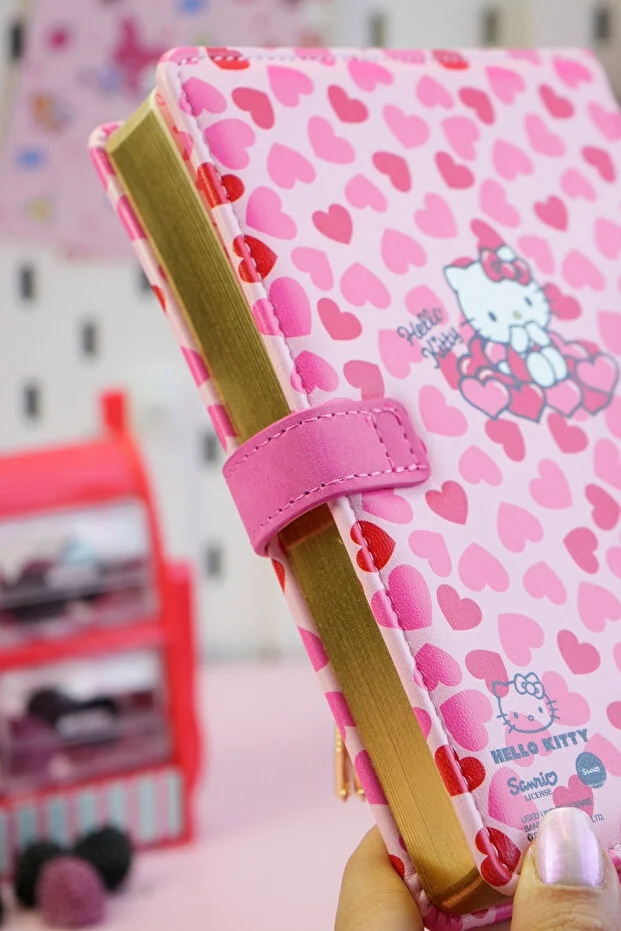 Victoria’s Journals Hello Kitty Hush Hush Kilitli Çizgili Defter – 160 Yaprak, Kutulu, Özel Tasarım Günlük, Not Defteri 525-1916