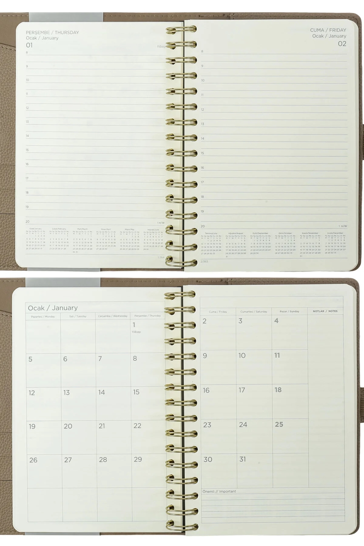 Victoria’s Journals Nubo Esnek Kapak A5 2026 Günlük Ajanda Gri 226-2397