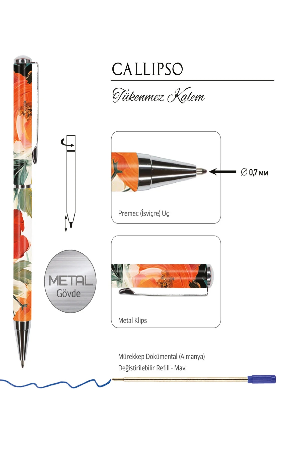 Victoria’s Journals CALLIPSO 0.7 mm Mavi Tükenmez Kalem 310-2173