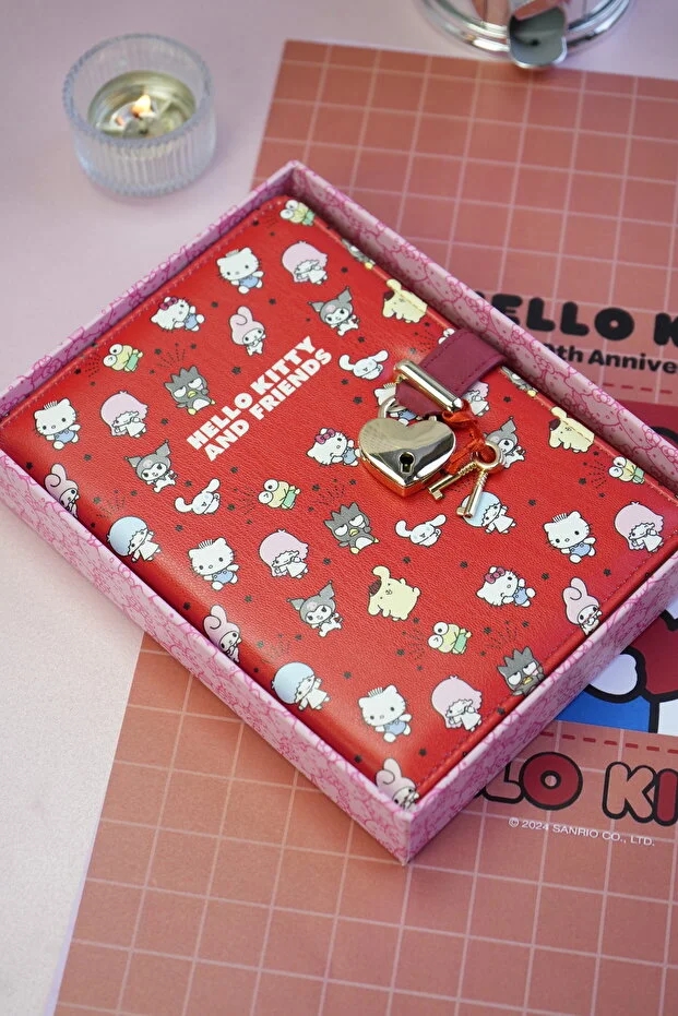 Victoria’s Journals Hello Kitty Hush Hush Kilitli Çizgili Defter – 160 Yaprak, Kutulu, Özel Tasarım Not Defteri Günlük 525-1917