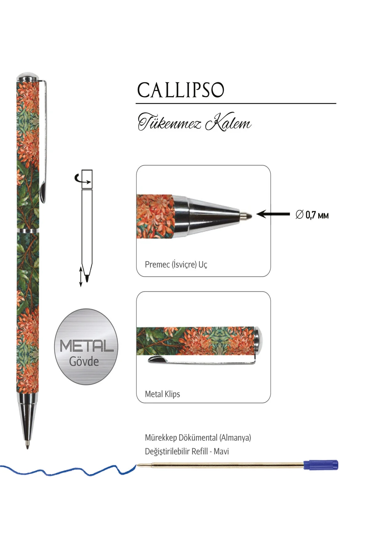 Victoria’s Journals CALLIPSO 0.7 mm Mavi Tükenmez Kalem 310-2177