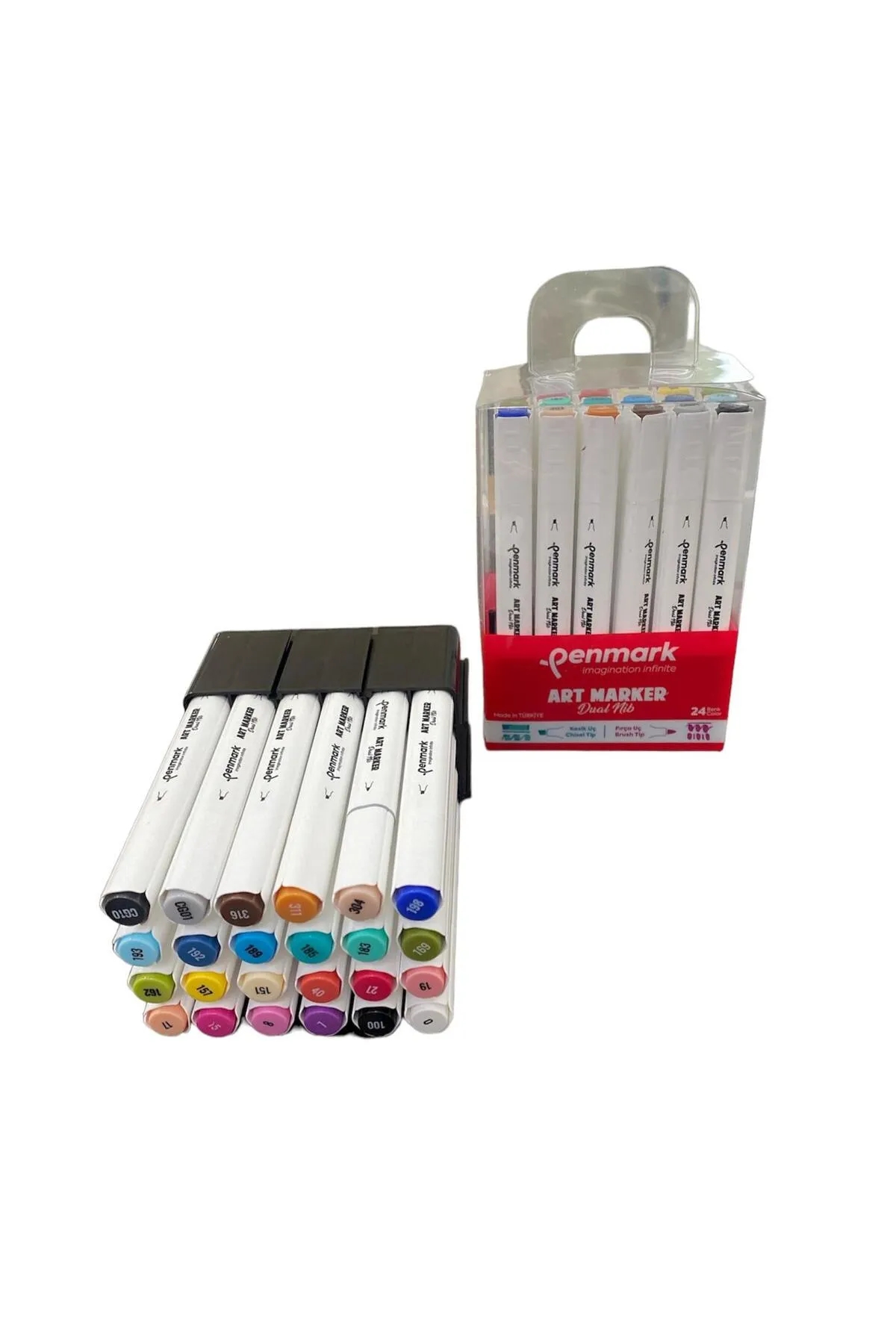 Penmark Art Marker Dual Nib Fırça Uç + Kesik Uç 24 Renk Set (Yerli Üretim)