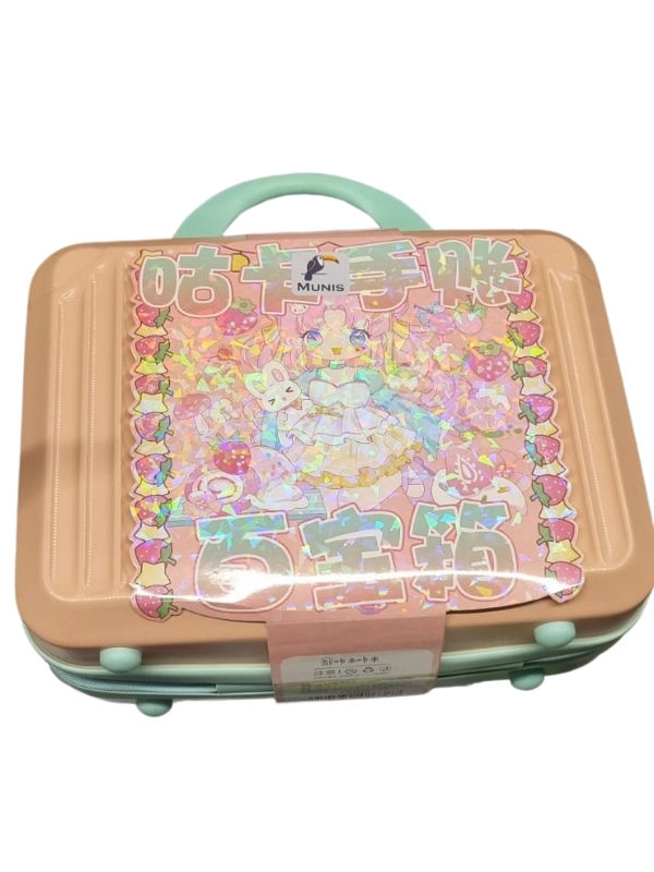 Munis Sürpriz Sticker ve Hediye Valizi – Kawaii - Anime Dünyasının Eğlenceli Stickerları Mini Boy Valizli Set Pembe - Yeşil