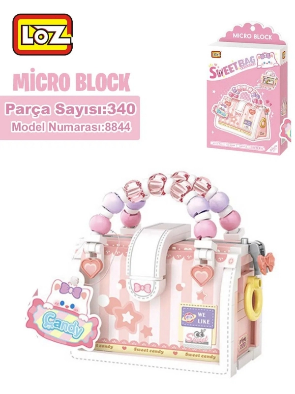 Vago Life Loz Micro Block Sweet Bag Serisi Boncuklu Çanta Lego Seti 340 Parça Oyuncak Yapım Seti FFLZ-8844
