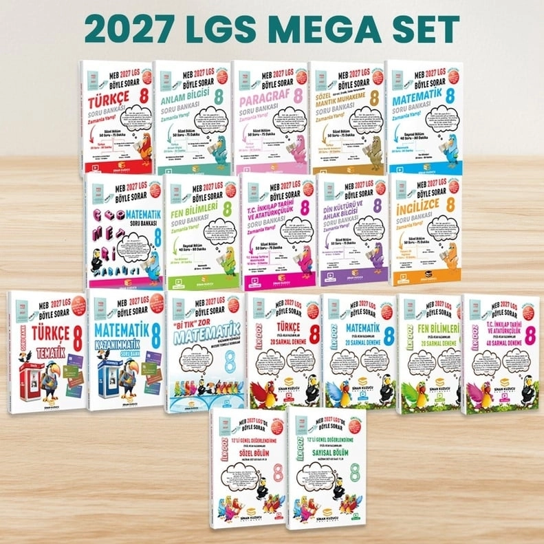 Sinan Kuzucu Yayınları 2027 LGS MEGA SET SAYISAL VE SÖZEL TÜM KİTAPLAR TOPLAM 19 KİTAP