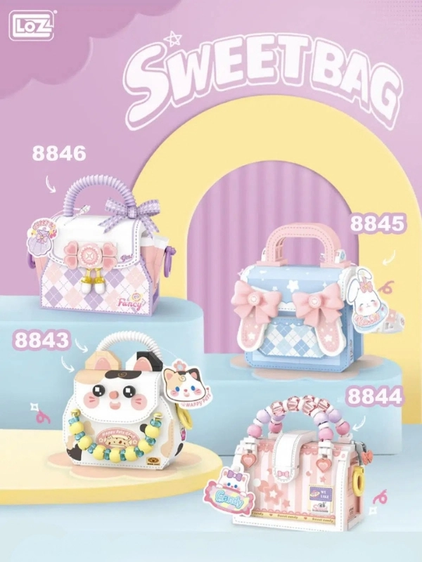 Vagonn Life Loz Micro Block Sweet Bag Serisi Kedi Figürlü Çanta Lego Seti 360 Parça Oyuncak Yapım Seti FFLZ-8843
