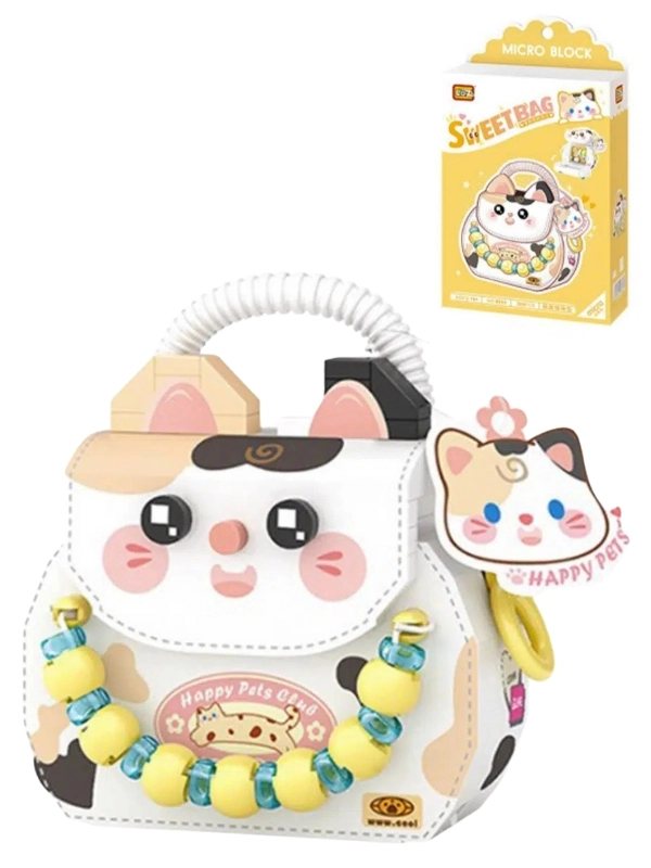 Vagonn Life Loz Micro Block Sweet Bag Serisi Kedi Figürlü Çanta Lego Seti 360 Parça Oyuncak Yapım Seti FFLZ-8843