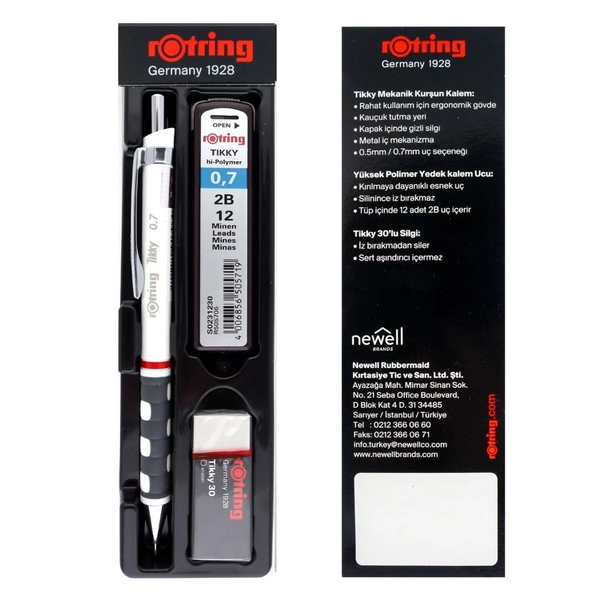 Rotring Tikky Grafik Teknik Çizim Kalemi Silgi ve Uç Hediyeli Set 0.7mm Beyaz