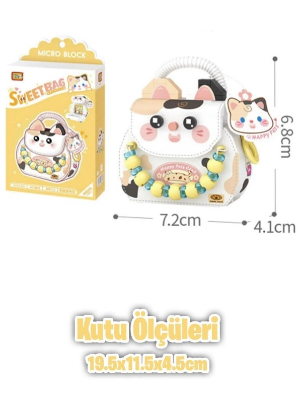 Vagonn Life Loz Micro Block Sweet Bag Serisi Kedi Figürlü Çanta Lego Seti 360 Parça Oyuncak Yapım Seti FFLZ-8843