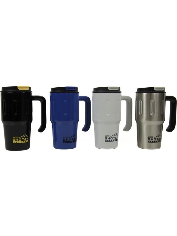 Vagon Life Shotay Çelik Pipetli Termos Matara Handle Mug 650 Ml Siyah ST-8169
