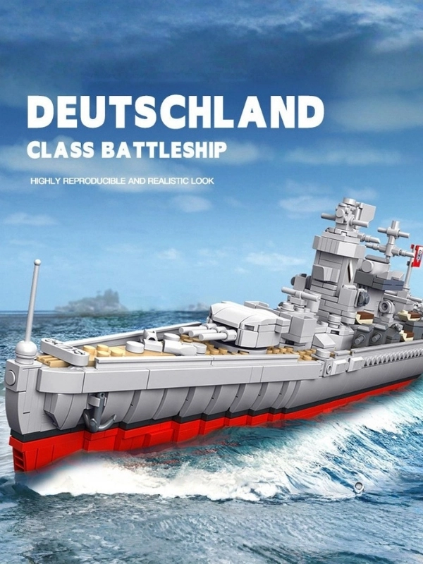 Vagon Life Panlos 637002 Lützow Deutschland BattleShip Sınıfı Zırhlı Savaş Gemisi Lego Seti – 1418 Parça