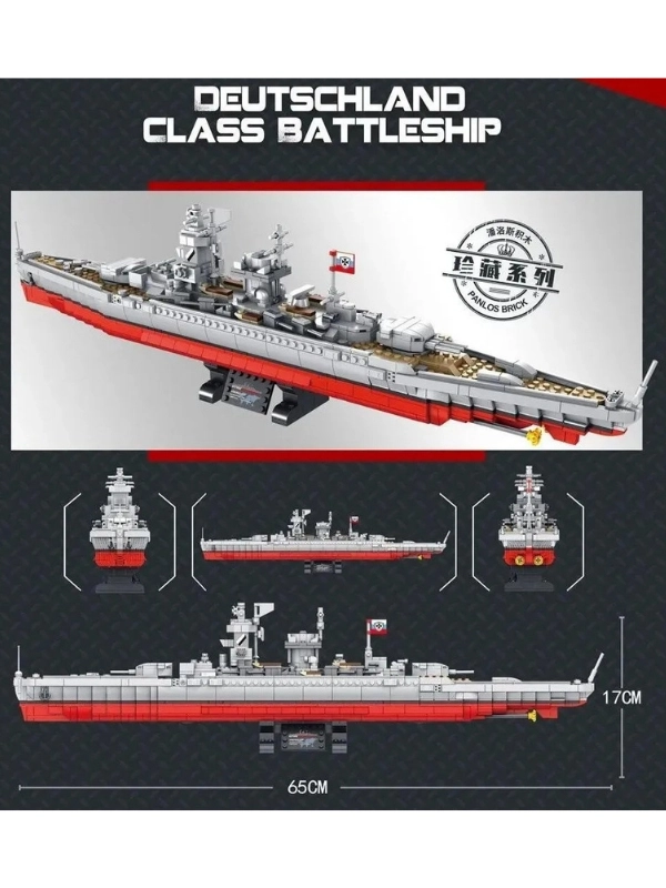 Vagon Life Panlos 637002 Lützow Deutschland BattleShip Sınıfı Zırhlı Savaş Gemisi Lego Seti – 1418 Parça