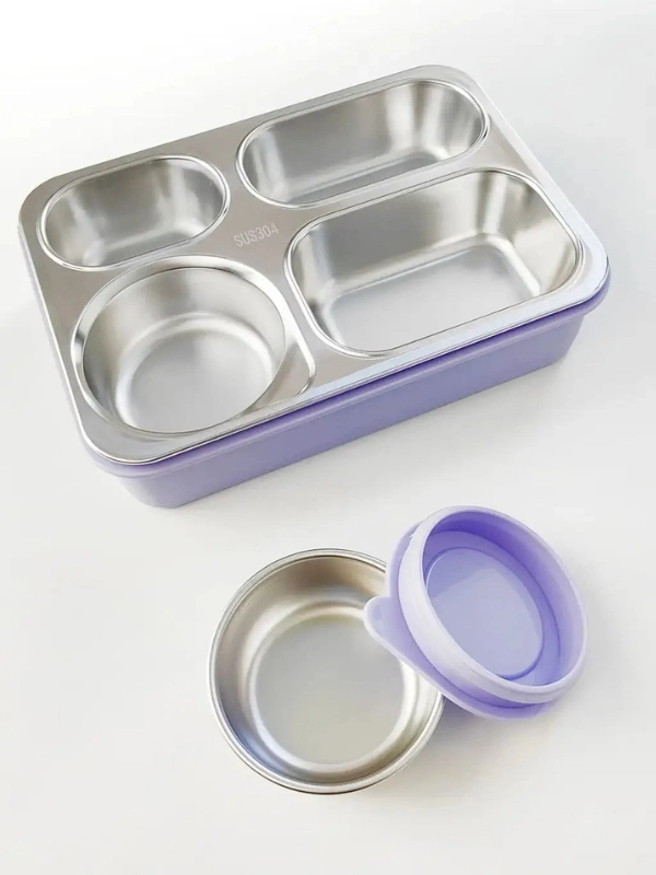 Vagon Life Lunch Box 800ML Paslanmaz Çelik Tek Kat Dört Bölmeli Çorba Kaseli Metal Kaşıklı 7099 Yeşil