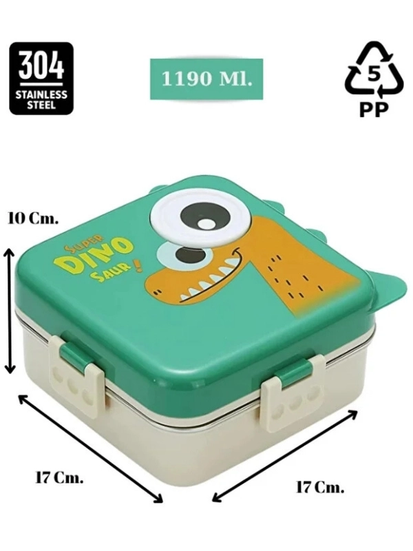 Vagonl Life Lunch Box 1120 ML Sızdırmaz, Karışmaz Üç Bölmeli Sos Kaseli Yeni Nesil Sefer Tası BL10082 Yeşil