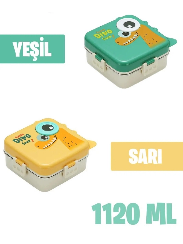 Vagonl Life Lunch Box 1120 ML Sızdırmaz, Karışmaz Üç Bölmeli Sos Kaseli Yeni Nesil Sefer Tası BL10082 Yeşil