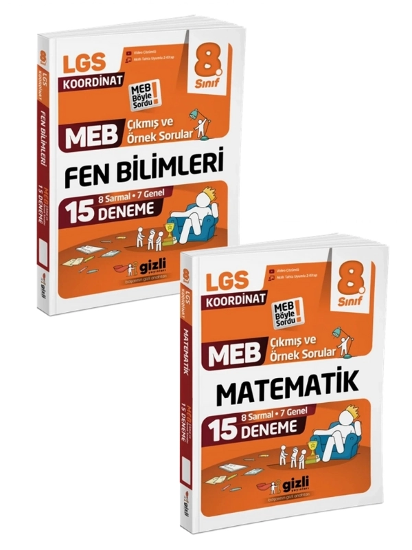 Gizli Yayınları Lgs Meb Çıkmış ve Örnek Sorular Fen Bilimleri ve Matematik 15’li Deneme - Meb Böyle Sordu 2’li Sayısal Kitap Seti