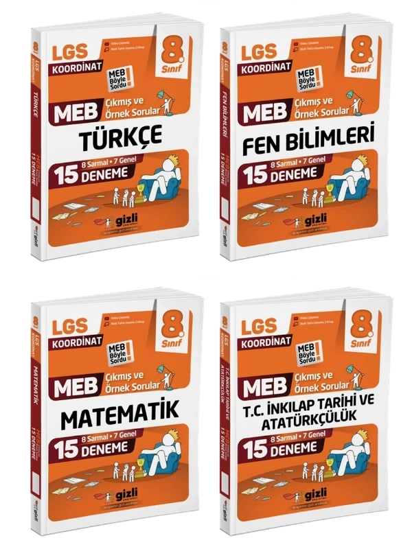 Gizli Yayınları Lgs Meb Çıkmış ve Örnek Sorular Fen Bilimleri, Matematik, T.C. İnkılap Tarihi ve Atatürkçülük, Türkçe 15’li Deneme - Meb Böyle Sordu