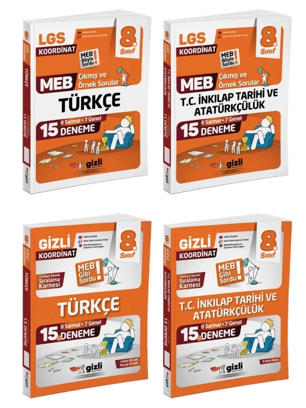 Gizli Yayınları Lgs Meb Çıkmış ve Örnek Sorular ve Meb Gibi Sordu 15’li Deneme Türkçe, T.c. İnkılap Tarihi ve Atatürkçülük 4’lü Kitap Seti