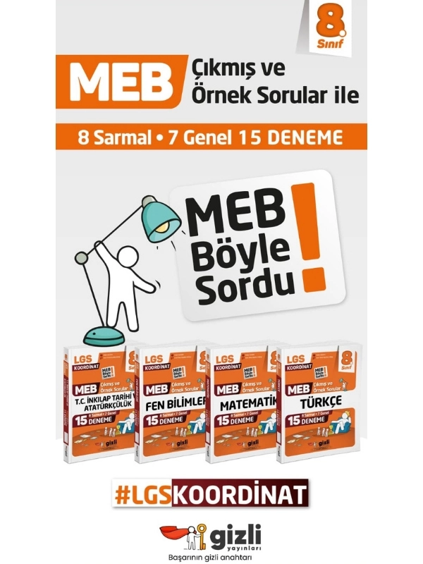 Gizli Yayınları Lgs Meb Çıkmış ve Örnek Sorular ve Meb Gibi Sordu 15’li Deneme Türkçe, T.c. İnkılap Tarihi ve Atatürkçülük 4’lü Kitap Seti