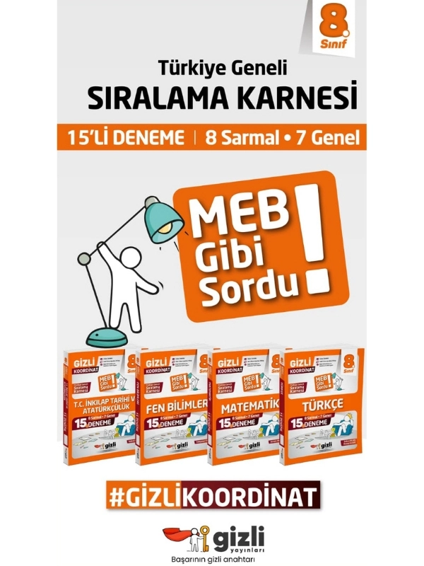 Gizli Yayınları Lgs Meb Çıkmış ve Örnek Sorular ve Meb Gibi Sordu 15’li Deneme Türkçe, T.c. İnkılap Tarihi ve Atatürkçülük 4’lü Kitap Seti
