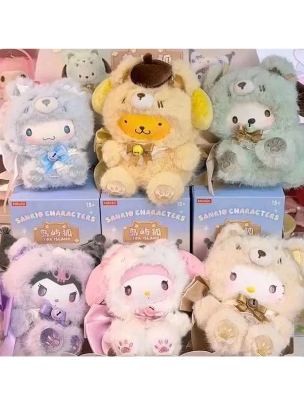 Sanrio Fox Island Hello Kitty Kuromi ve Arkadaşları Sürpriz Kutu Peluş Anahtarlık Charm