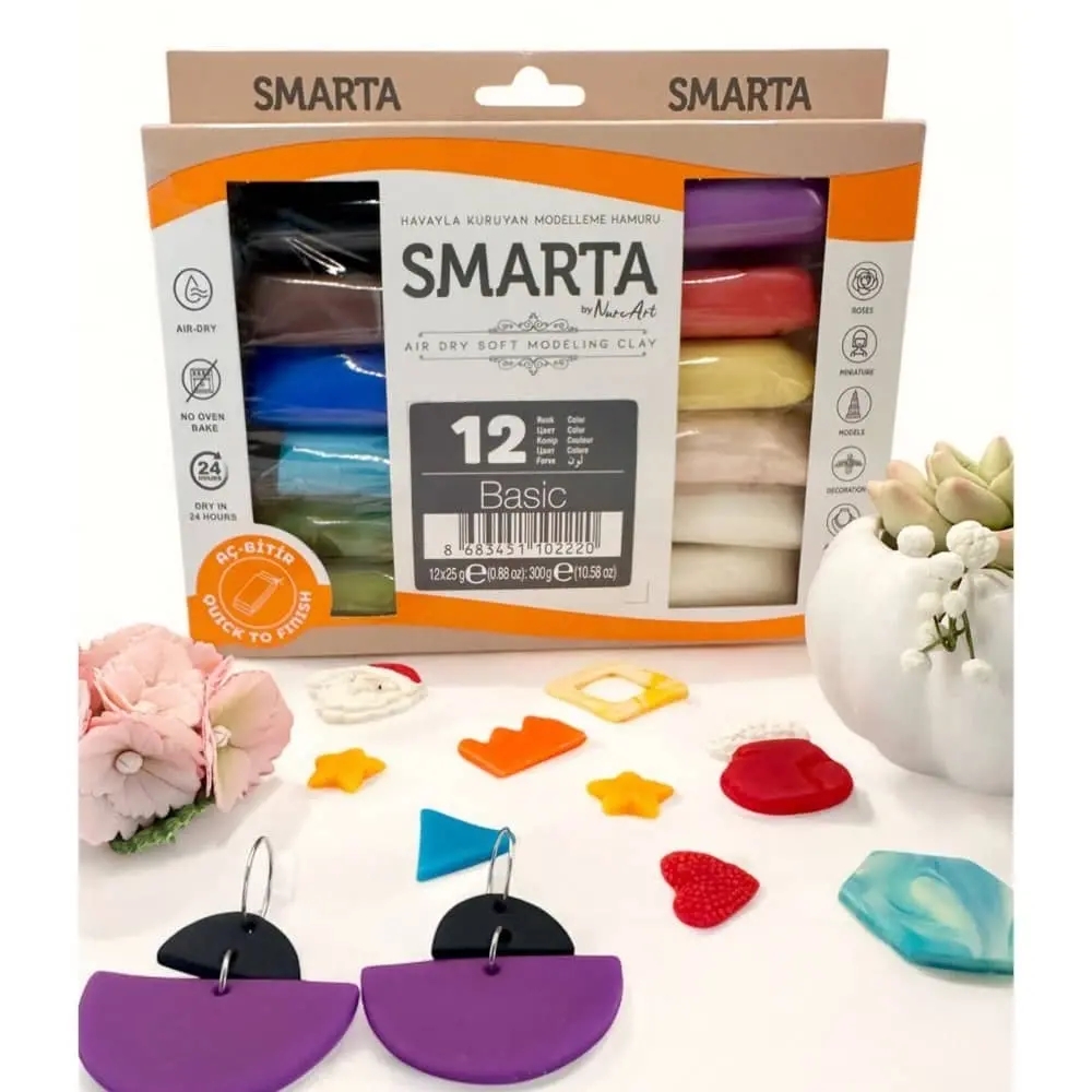 Smarta Hava İle Kuruyan Modelleme Hamuru Seti 12 Renk x 25 gr